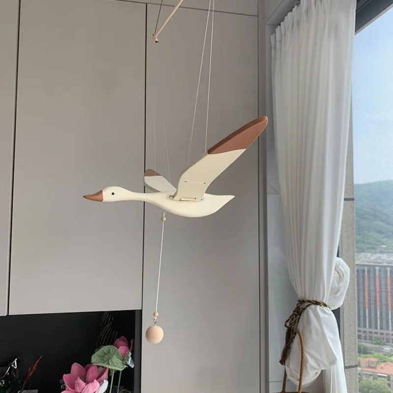 Hanging Decorations Wooden Seagull Bird Mobile Flying Bird Pendant Kids Room Balcony Ceiling Nursery Home Garden Decor Ornament