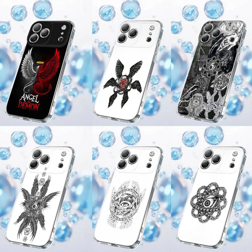 

Angel Demon Eyes Pattern Phone Case For iPhone 17,16,15,14,13,12,11 Plus,Pro,Max,Plus,E,SE4,Air,Mini Transparent