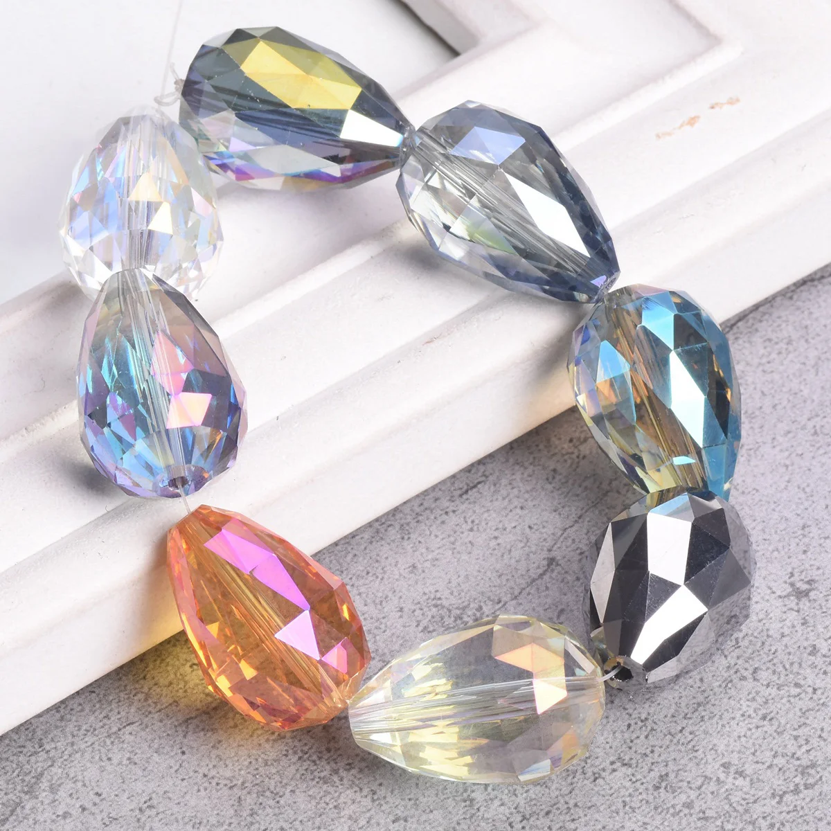 5pcs 24x17mm Teardrop Faceted Cut Crystal Glass Charms Loose Crafts Beads lot for DIY Jewelry Making