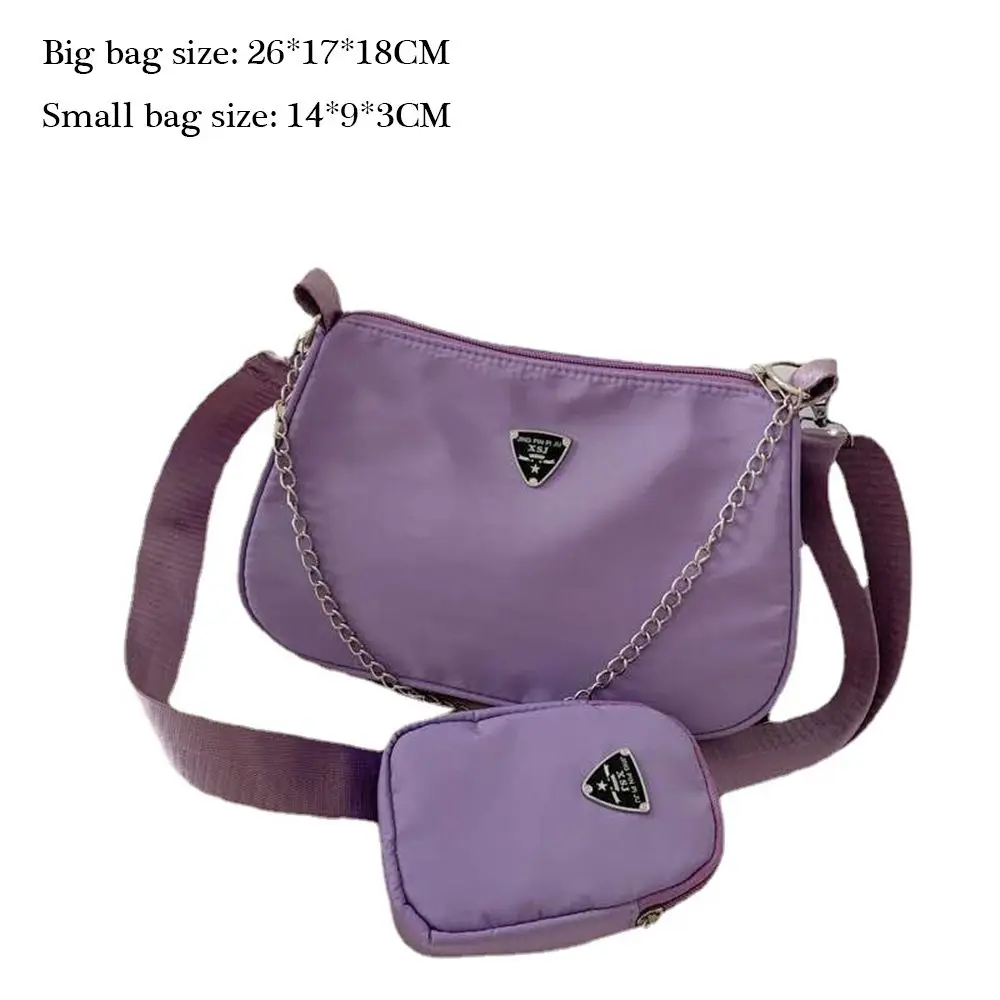 Fashion Simple 2in1 Sling Bag Handbag Set Woman Trendy Crossbody Bags Solid Color Shoulder Handbags For Travel Shopping