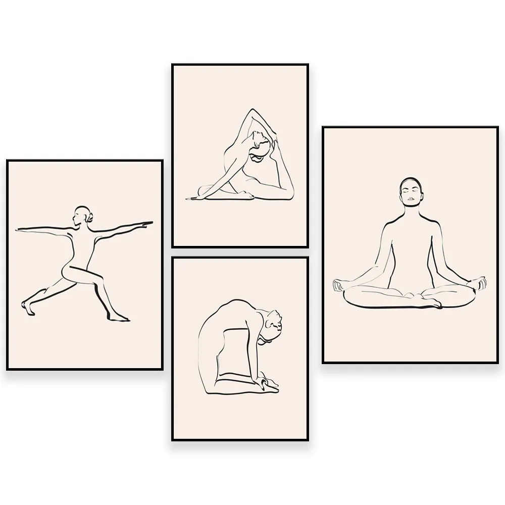 

Yoga Art Print, Yoga Poses Poster, Spiritual Decor, Yogi Print, Yoga One Line Drawing, Printable Wall Art, Yoga Lover Gift