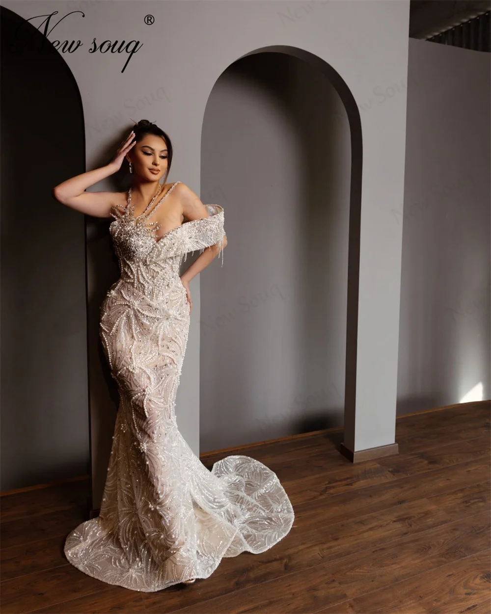 

Mermaid Off Shoulder Celebrity Dresses Beaded Women Evening Dress Pearls Appliques Party Gowns Vestidos De Cóctel Customized