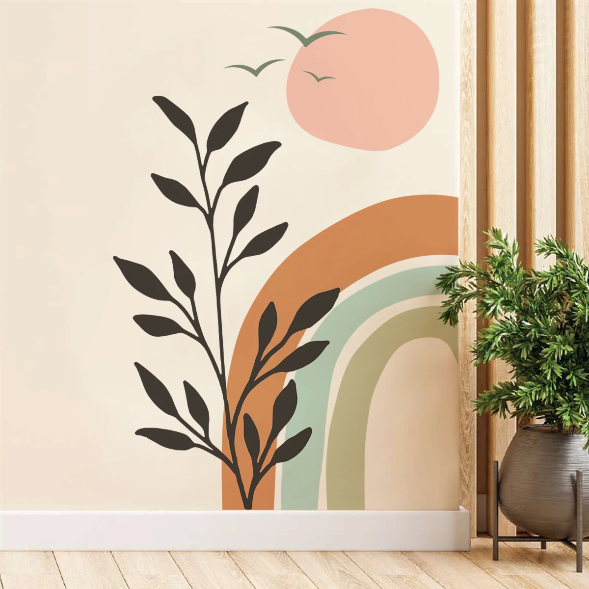 

Boho Rainbow Birds Branches Vinyl DIY Wall Sticker Decals Removable PVC for Door Bedroom Living Room Home Decor Self Adhesive
