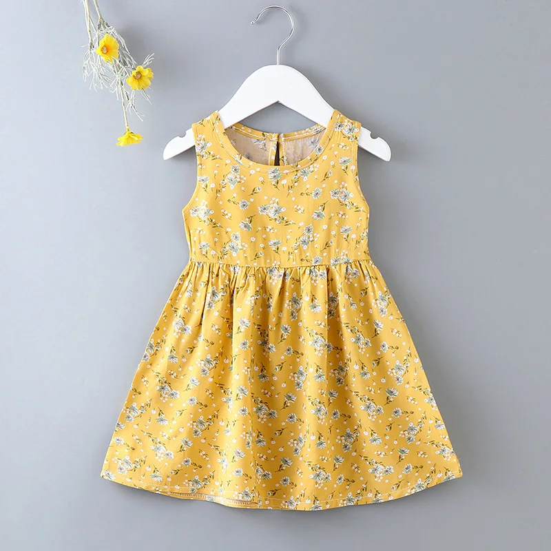 Girls' dress, summer floral princess dress, cotton silk children's clothing, A-line skirt, high-end skirt, cross-border