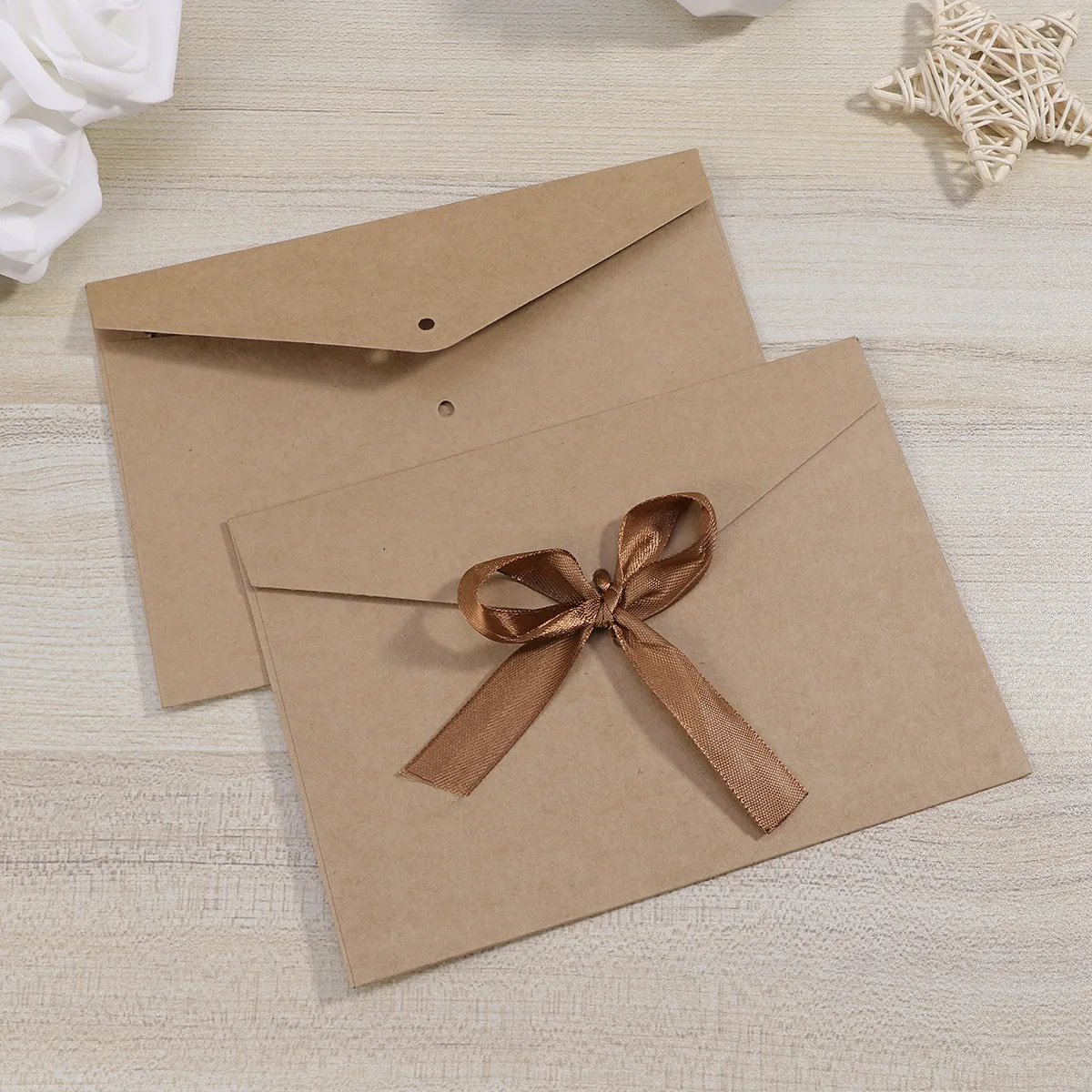 

10Pcs 17.5x12.5cm Retro Envelopes Creative Bow Design Exquisite Ribbon Tie Wedding Graduation Business Events Blank Envelopes
