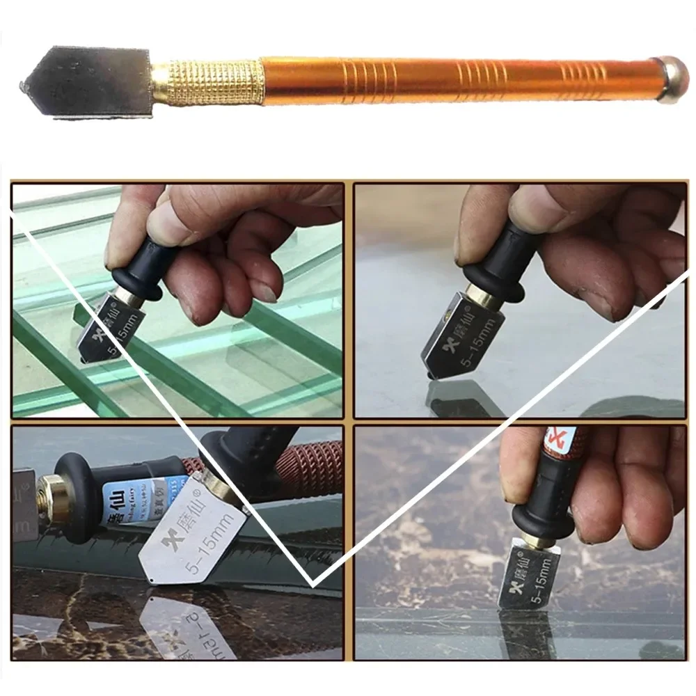 Cortador de vidrio de diamante, hoja de rueda portátil profesional, mango de Metal antideslizante de 175mm para bricolaje, herramientas manuales de corte artesanal de espejo de azulejos