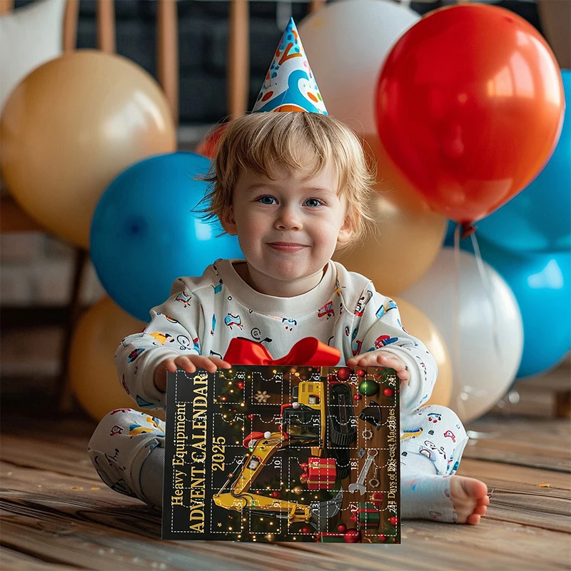 중장비 어드벤트 캘린더 2025, 24일 크리스마스 카운트다운 캘린더, 24개 다이캐스트 기계, 미니 굴삭기 장식품
