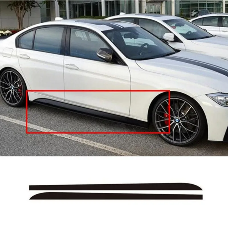 

Car Side Skirt Sill Stripe Stickers Black/Carbon Fiber Black Transfer Glue Decals for BMW 1 3 4 5 6 Series F30 F35 F31 2pcs