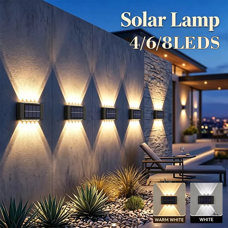 C5 Solar Wall Light Outdoor,Waterproof LED Garden Fence Lamp,Solar Powered Wall Mount Decorative Lighting,Street Patio Landscape