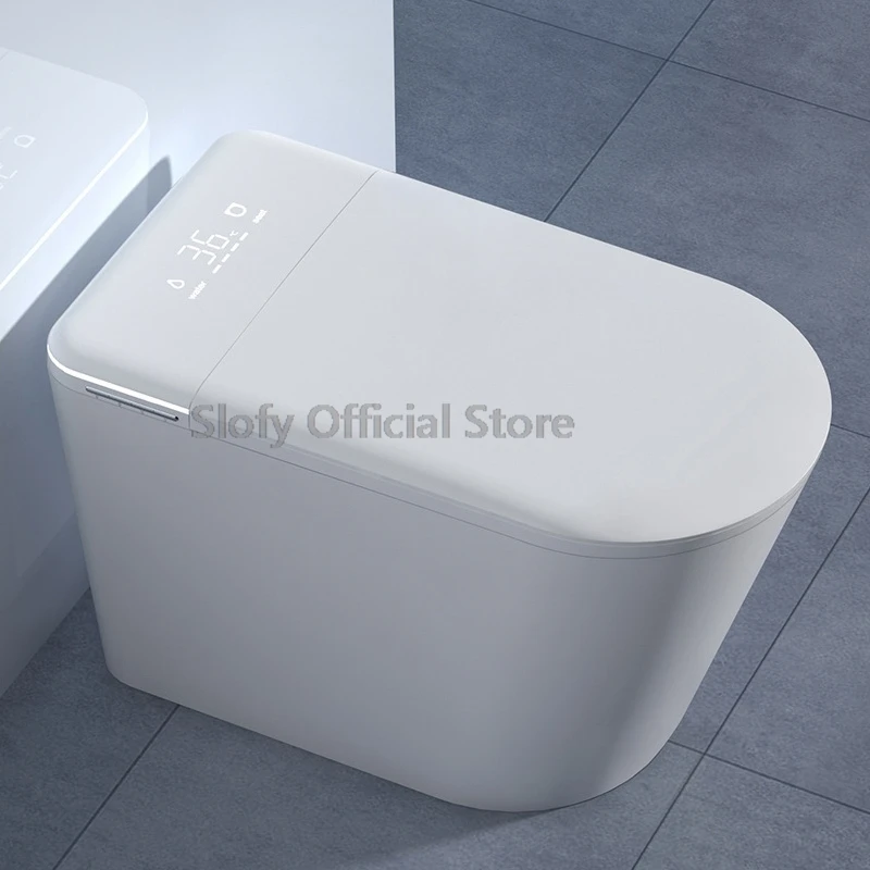 

Multifunctionall Elongated Smart Toilet Built-in Bidet Water Tank No Water Pressure Limit LED Display Screen Foot Sensing Toilet