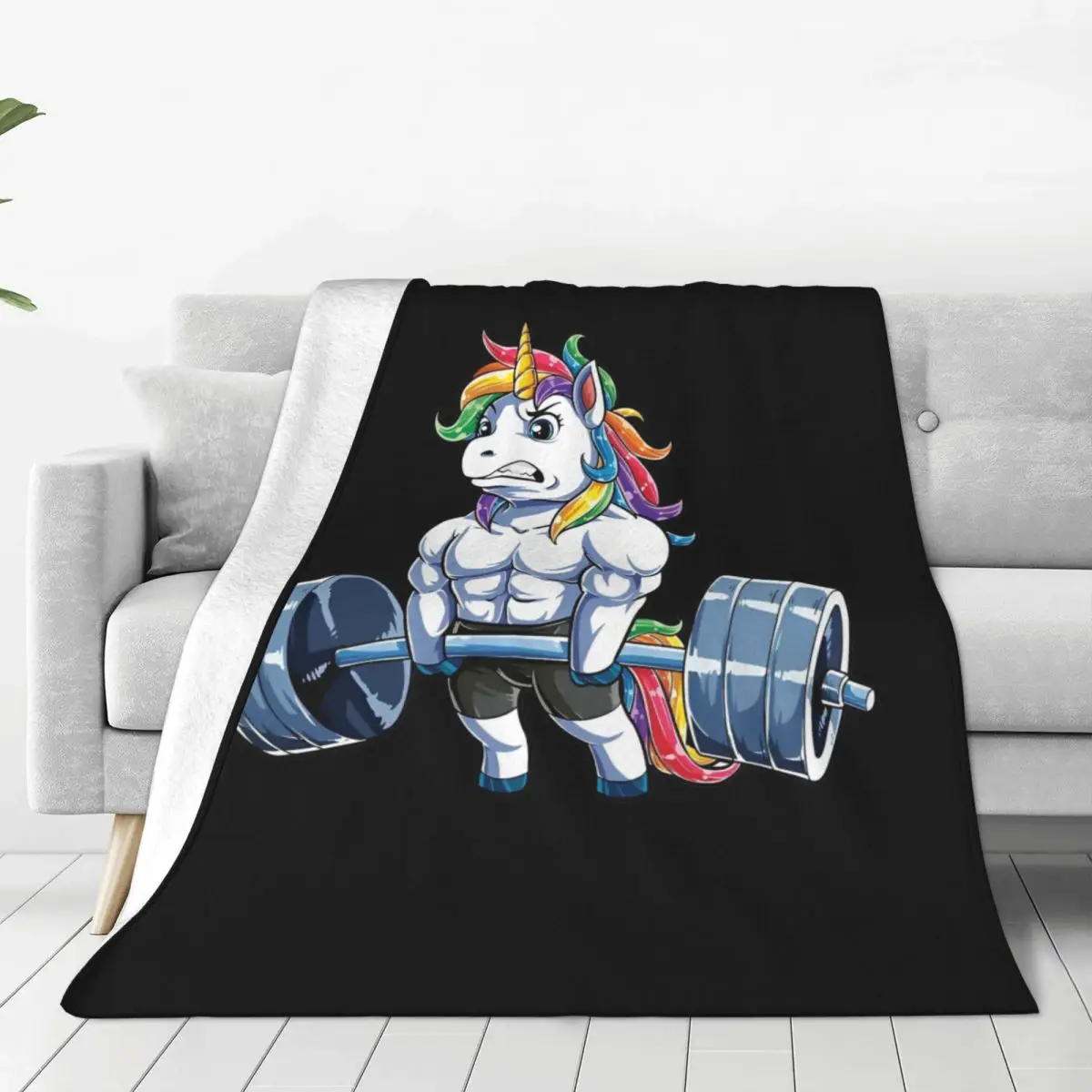 

Unicorn Weightlifting Coral Fleece Plush Throw Blanket Cartoon Cute Blanket for Bedding Travel Warm Bedspread