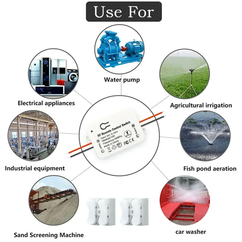 Dieserc-ユニバーサルワイヤレス送信機と受信機,ゲート用リモコン,LED DCファン,受信機リレー,RF 433 mhz,12v,10a
