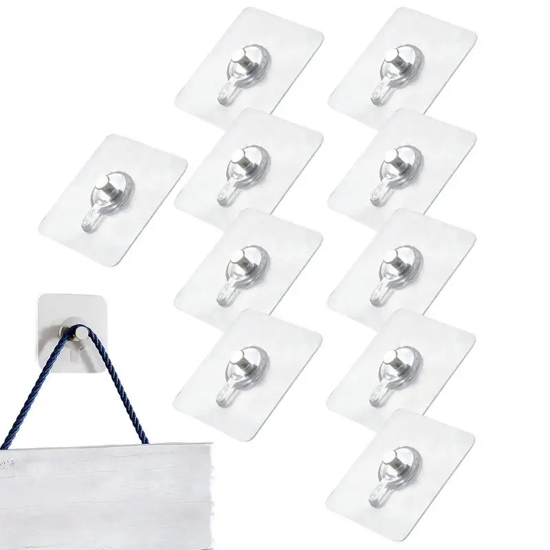 10Pcs Self Adhesive Hooks Hanging Holder Shelf Hook For Kitchen Bathroom Wall Storage Rack Fixing Stickers Gadgets