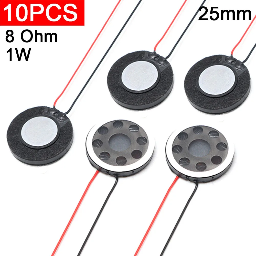 10pcs 8 Ohm 1W Speaker Plastic Inner Magnetic Round 25mm Loud Speakers Mobile Phone Small Loudspeaker Audio