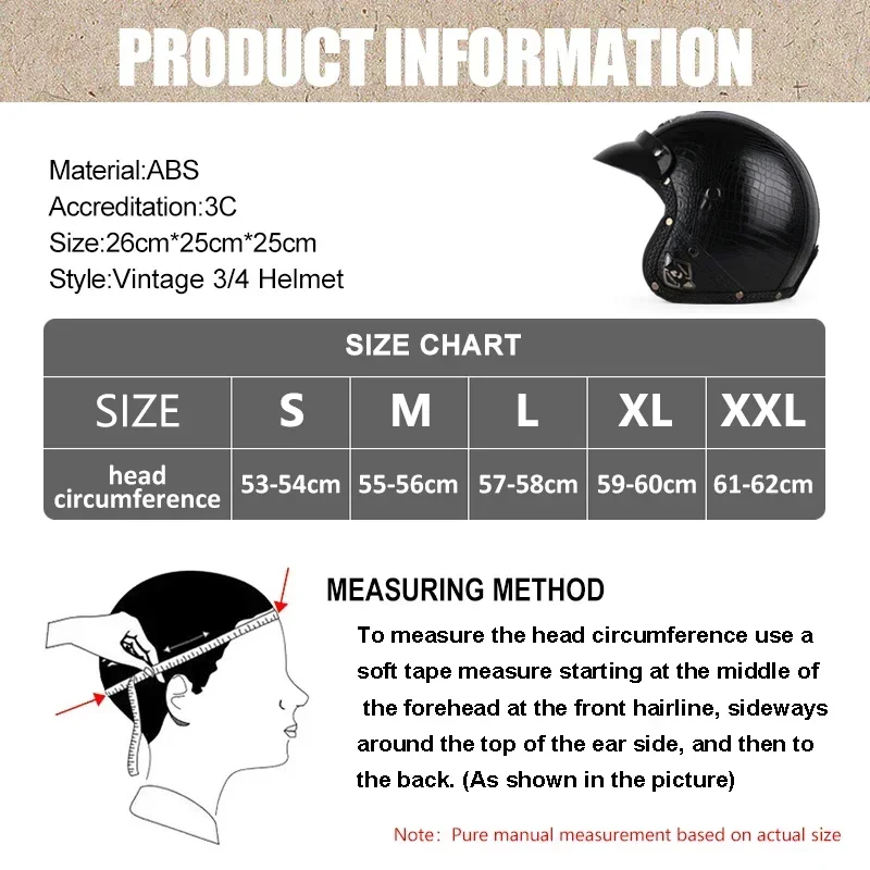 Motorcycle Helmet All-Purpose Adventure Retro Safety Mens Open Face 3/4 High Quality PU Leather For Chopper Bicycle Helmets