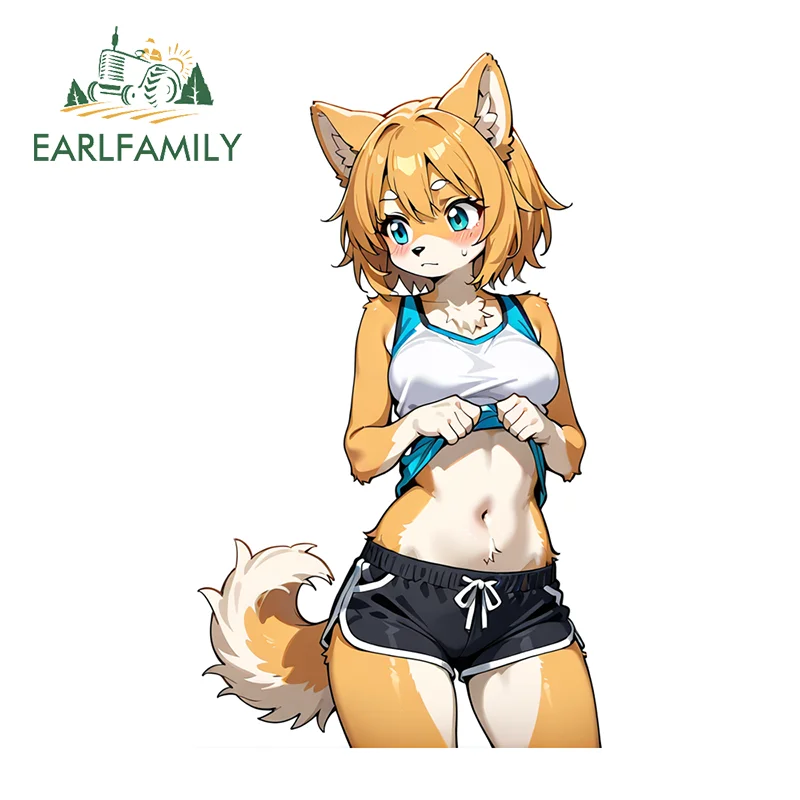 

EARLFAMILY пушистая собака суккуб автомобильная наклейка художественное водостойкое зеркало заднего вида наклейки на багажник простая фляга для хранения бутылка с водой