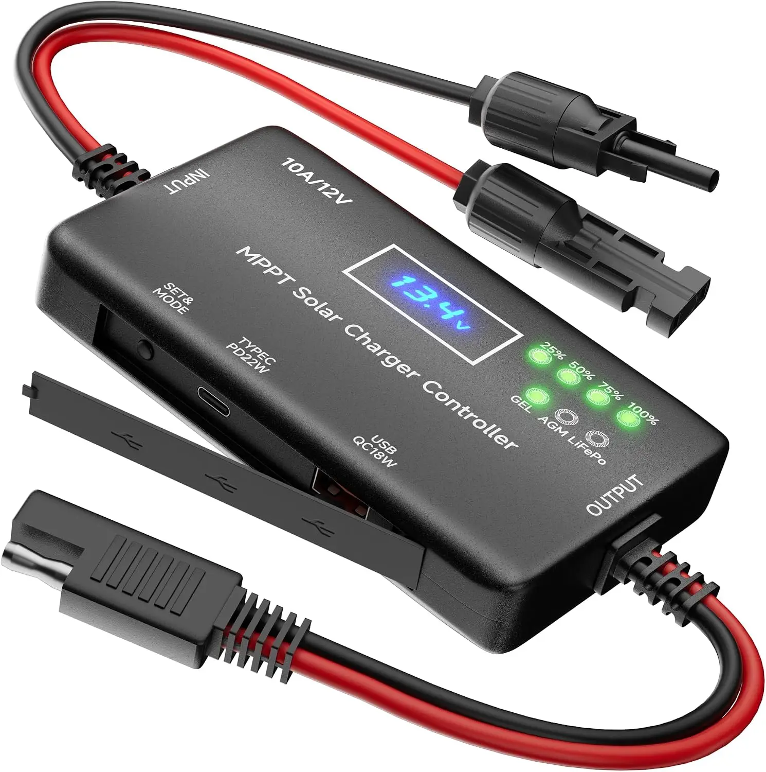 12V 10A/20A MPPT Solar Charge Controller Intelligent Charge Multiple Safety Protection LCD Display Real-Time Monitoring