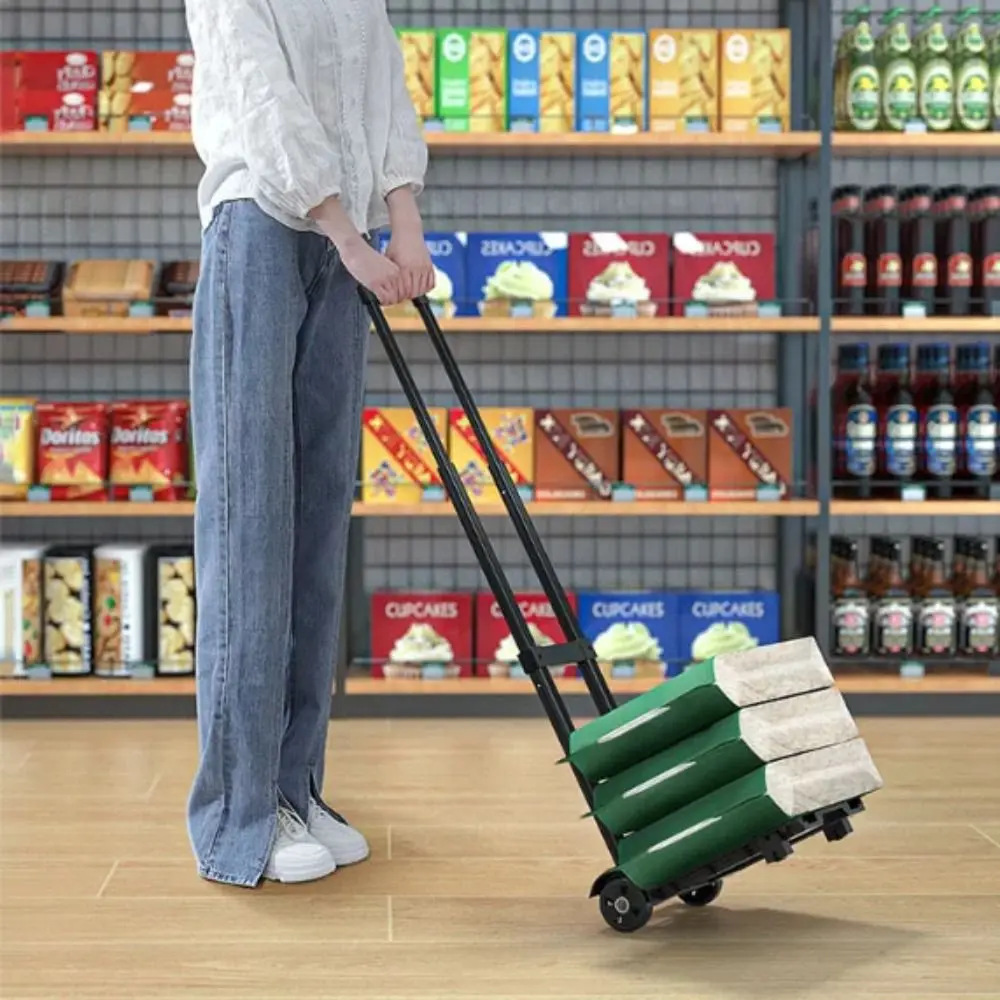 

4 Wheel Folding Shopping Cart Compact Size Adjustable Foldable Trolley Bearing Push Pull Lightweight Hand Cart Compact Size