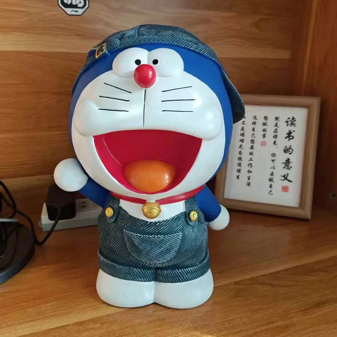 

Новая виниловая копилка Дораэмон большого размера в джинсовом стиле, креативная милая коробка для хранения денег, украшение для дома и рабочего стола