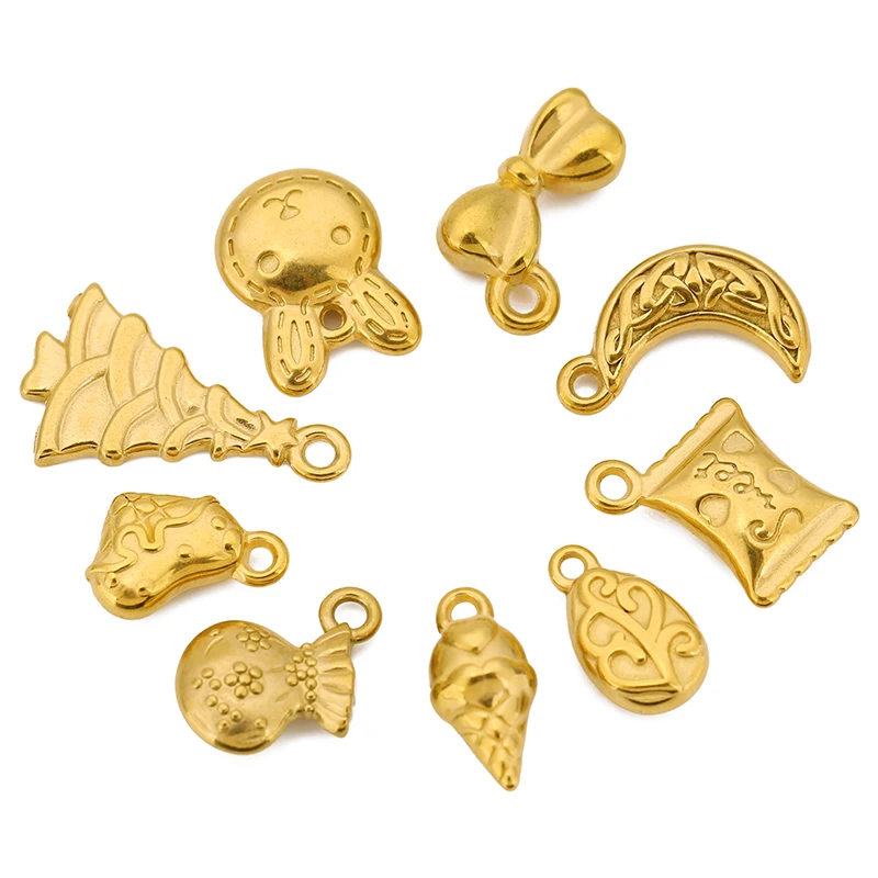 3pcs Stainless Steel Christmas Candy Xmas Tree Gingerbread Bear Charms Pendant for DIY Earrings Necklace Bracelet Jewelry Making