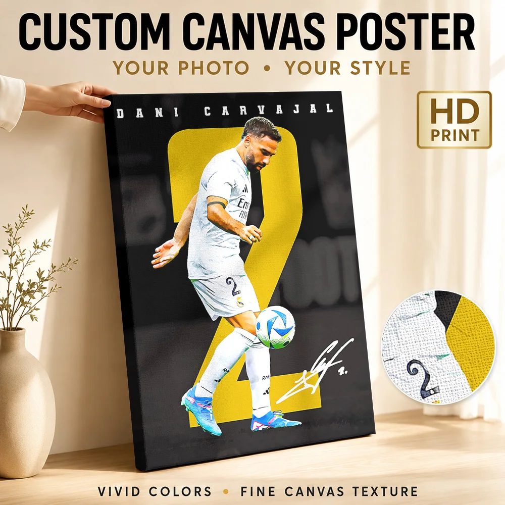 Dani Carvajal Soccer Tribute Canvas Painting Poster Modern Style Wall Decor With Customized Photo For Home Gym Ideal Coach Gift