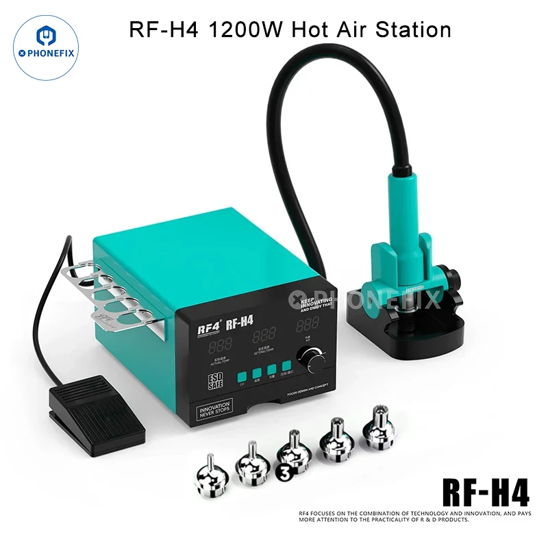 RF4 RF-H4 1200W 110V/220V Hot Air Soldering Station Lead-Free Smart BGA Rework Station for Motherboard PCB Desoldering Repair