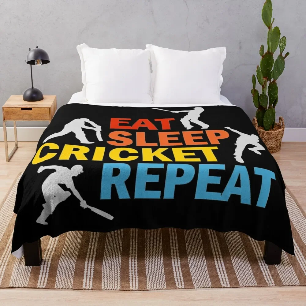 

Eat, sleep cricket, repeat Throw Blanket Shaggy Furry Soft Blanket for Bedroom Living Room