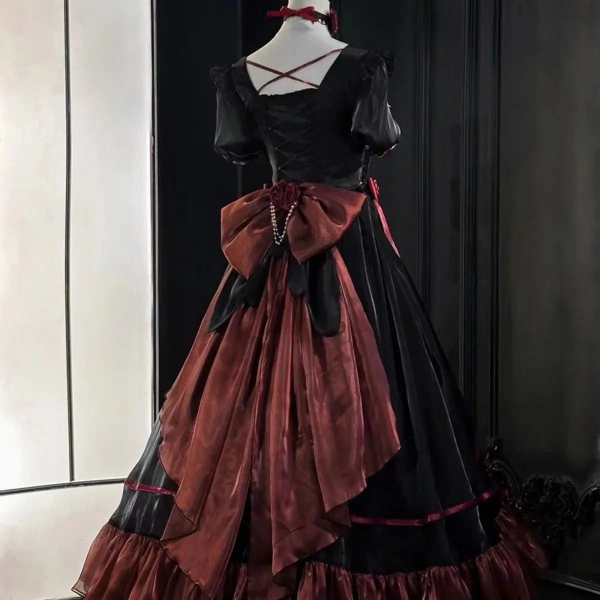 

Bride Wedding Red Dress Daily Banquet Princess Birthday Dress Summer New Original Lolita Graduation Girls Long Dresses Women