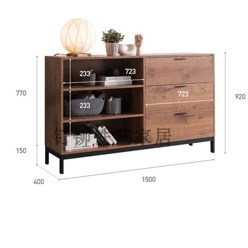 

XK Nordic Solid Wood Sideboard Loft Vintage Industrial Style Tea Cabinet Iron Locker