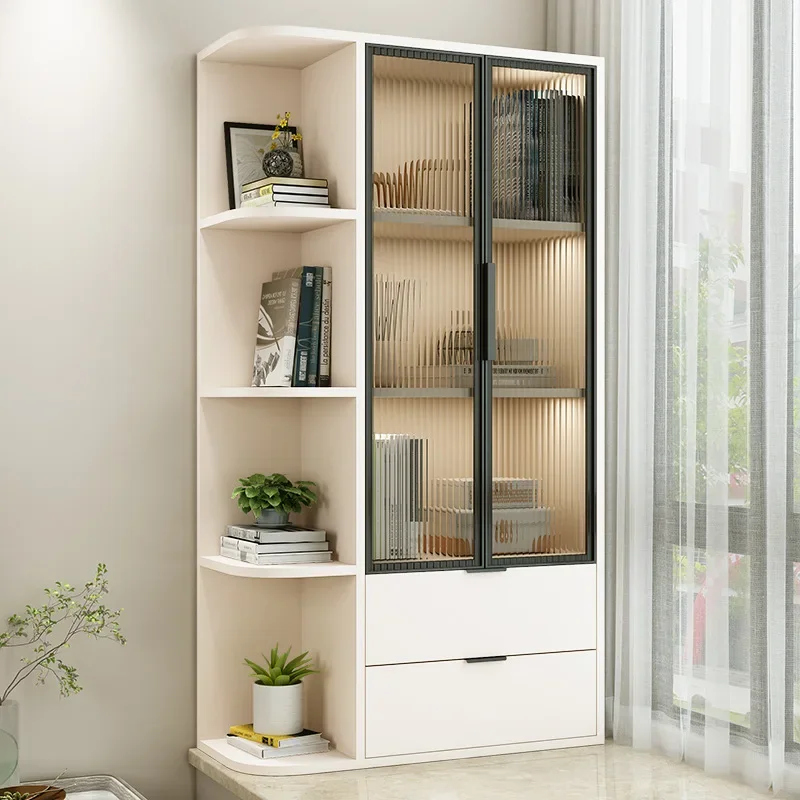 

Bookcase bay window storage locker solid wood with door
