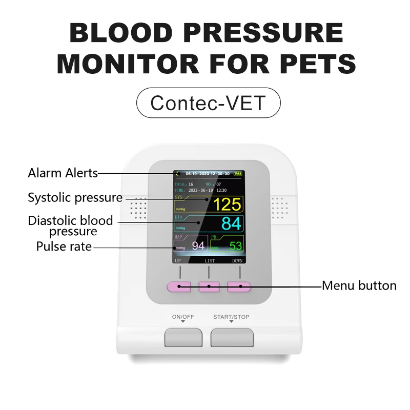 CONTEC08A esfigmomanómetro electrónico, Monitor de presión arterial Digital, uso veterinario, mascotas, perro, gato, caballo, etc.