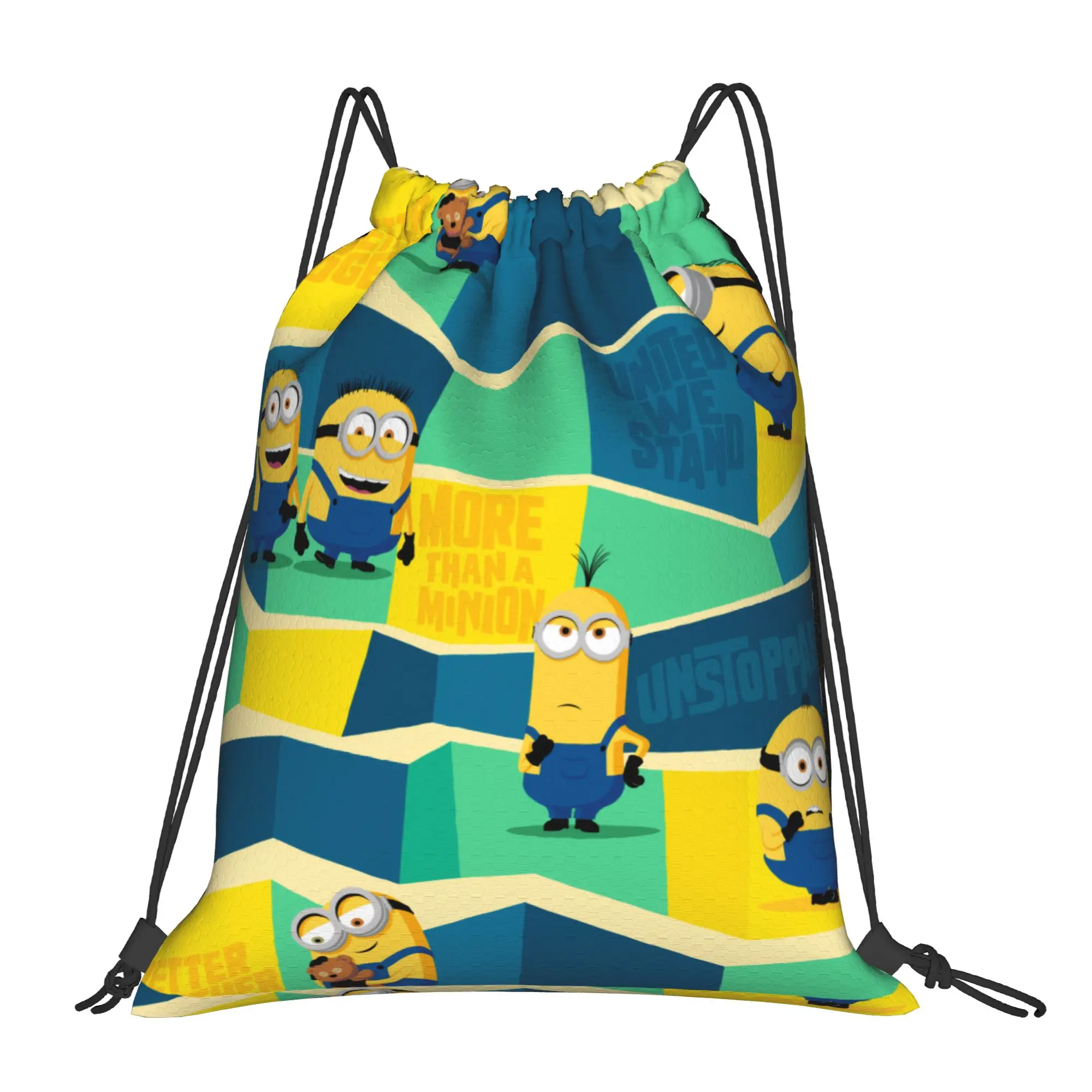 M-Minions-s  The Rise of Gru Cartoon Drawstring Bags Sports Backpack Gym Sackpack Water Resistant  String Bags for Cycling