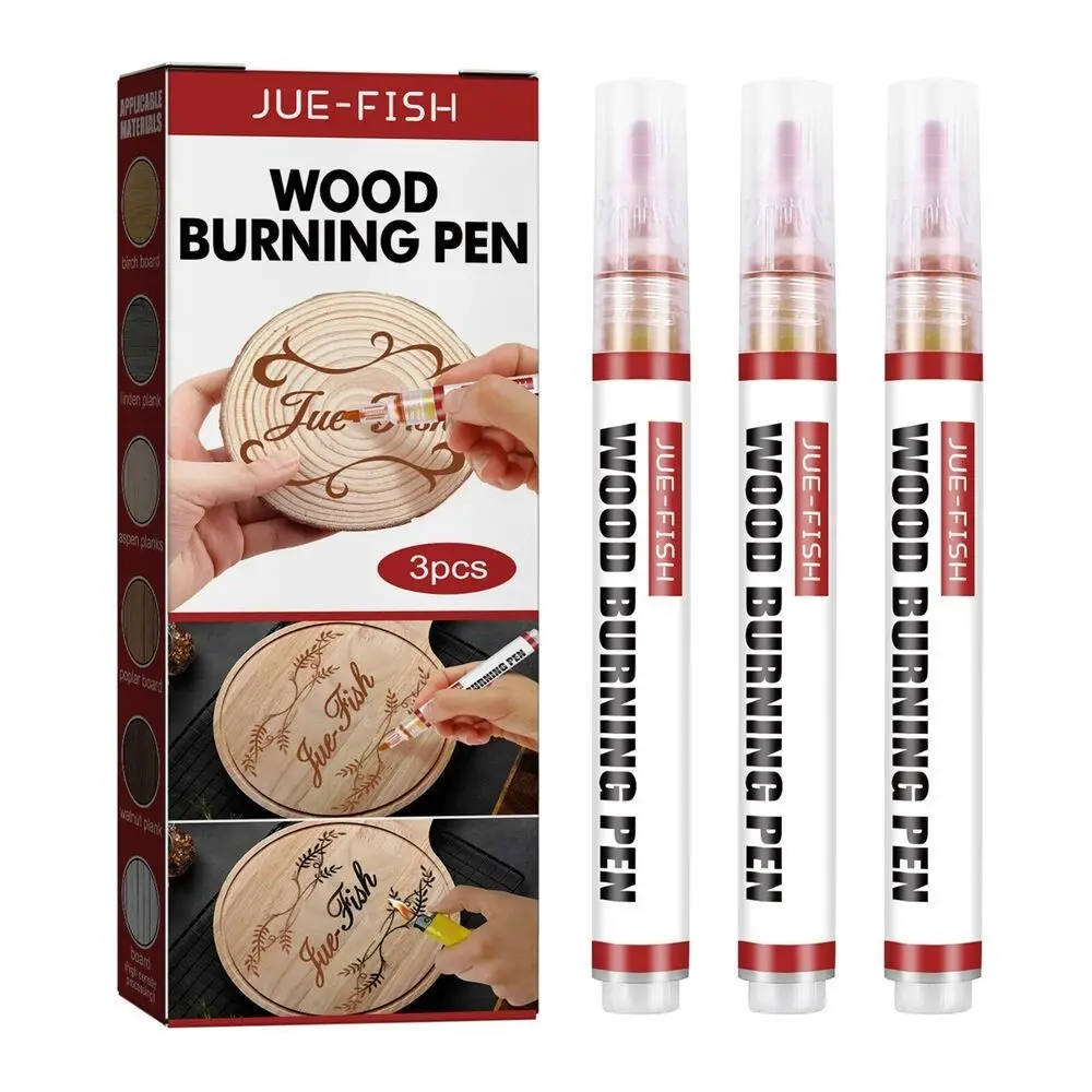 3pcs Wood Burning Pen Chemical Scorch Marker Pen DIY Wood Craft Project Painting Pen Fine Tip Pyrography Wooden Scorch Pen Layer