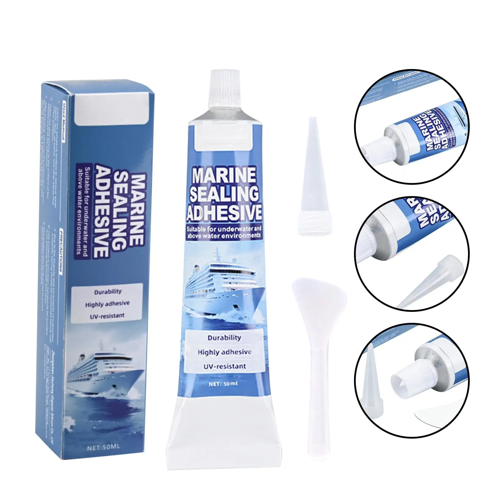 50ML/300ML lWaterproof Marine Adhesive Glue Fast Bonding Sealing for Boat Yacht Ship RV, Heavy Duty Outdoor Beach Repair