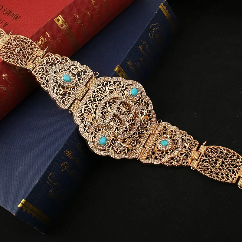 Classic R Belts For Women Algerian Robe Belt Wedding Jewelry Arabian Bridal Belt Chain Moroccan Bridal Belt Buckle Bridesmaid image 2