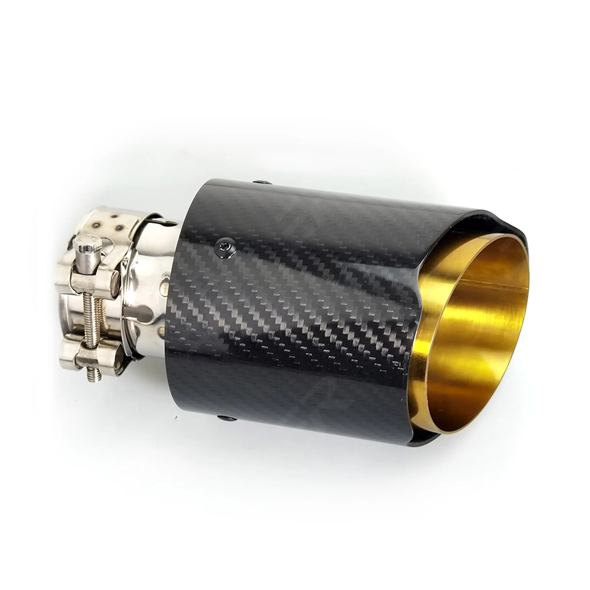 1 قطعة ER الذهب المقاوم للصدأ + ألياف الكربون الحقيقية العادم نصائح الخمار الأنابيب الديكور اكسسوارات السيارات لتعديل الأنابيب نهاية السيارات العالمية