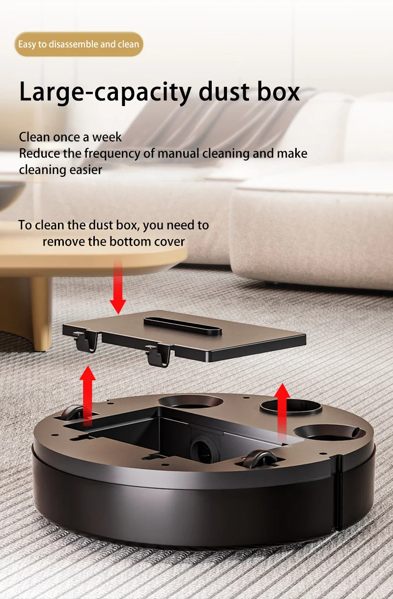 Lenovo 3-in-1 Intelligenter Roboter-Staubsauger 6000Pa Starke Saugkraft Wischfunktion Automatisches Aufladen Lasernavigation Tierhaare Hartböden – Detail 6