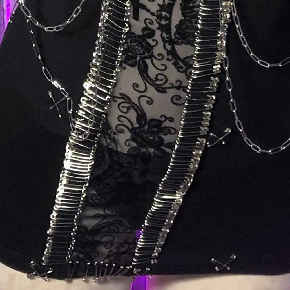 เสื้อยืดสไตล์กรันจ์ กอธิค ยุค 90s ครอส อีเกิร์ลส์ อีโม 2025 วินเทจ กอธ คาวาอิ วายทูเค เสื้อท็อปส์ ทำมือ วัยรุ่น พังก์ร็อค อีโค ดีไอวาย พิน ฮาราจูกุ