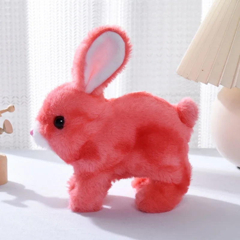ของเล่นเด็ก กระต่ายตุ๊กตาไฟฟ้า น่ารัก เลียนแบบสัตว์เลี้ยง เดินได้/เห่าได้ กระดิกหู การ์ตูนกระต่าย ของเล่นเด็กหัดคลาน ตลกๆ