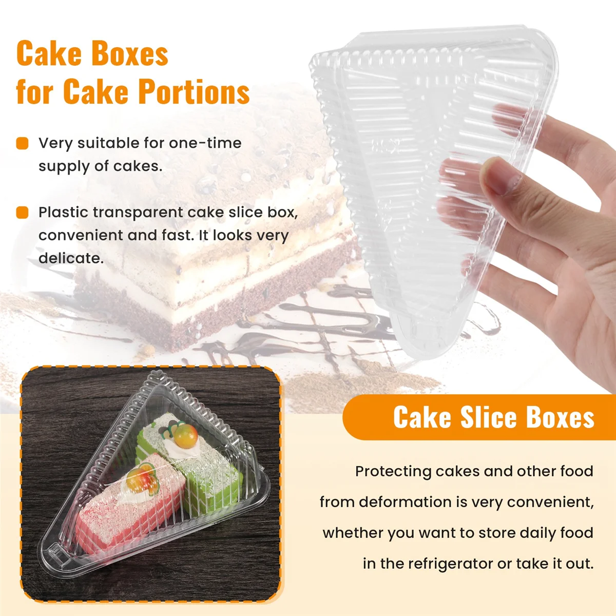 100Pcs Triangle Cheesecake Boxes Slice Cake Box Triangle Pie Holders Cake Boxes for Bakery Wedding