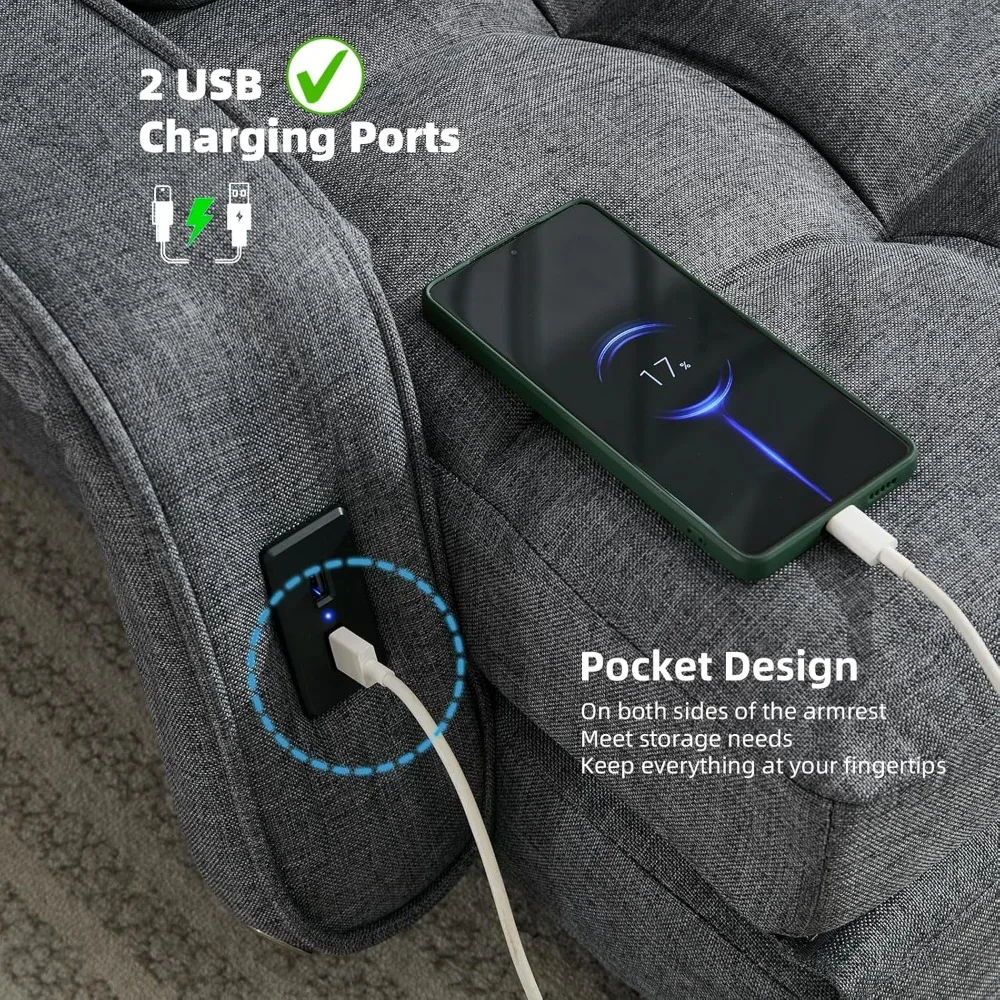 STHOUYN Comfy Floor Chair Bedroom 2 USB Charging Ports, 5-Position Couch Gaming Lounge Chairs Adults, Indoor Folding Lazy Sofa M