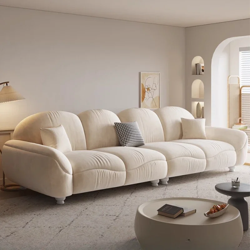 Sofa living room 2024 new cream style fabric small apartment straight row Internet celebrity Guangdong Foshan furniture milk