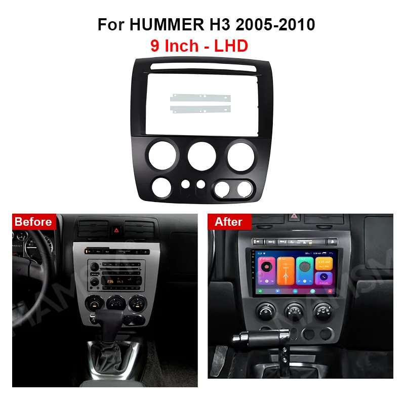 MAMSM For HUMMER H3 2005-2010 Car Frame Panel Screen Radio Audio Android Dashboard DVD GPS Fascia Wiring Power Cable Harness Kit