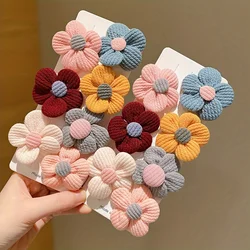 14 pieces of girls' woolen flower hair ties that do not hurt hair little girls' hair ties,高弹力发绳, versatile f