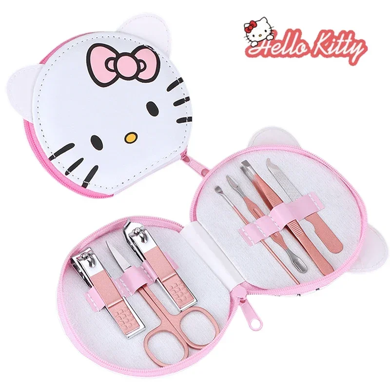 7PCS Hello Kitty Rvs Nagelknipper Set Manicure Snijders Huishoudelijke Earpick Nagelknipper Pedicure Nagels Schaar Tool