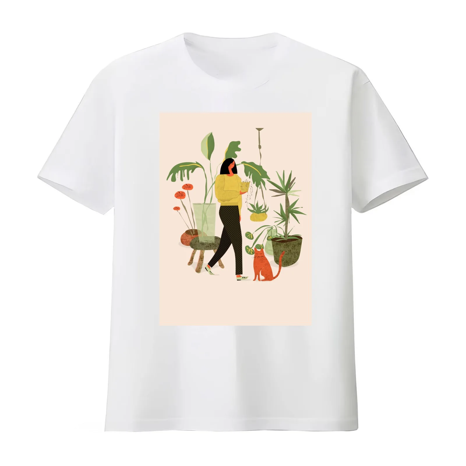 Migrating a Plant T-Shirt Summer Casual Cotton Tee Oversized Streetwear Tops Vintage Graphic Print Loose Fit Short Sleeve