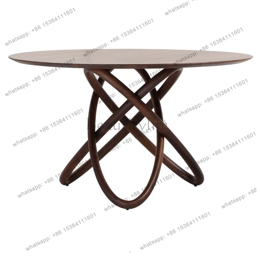 

Итальянский минималистичный круглый обеденный стол из североамериканского черного ореха, повседневный маленький круглый стол, обеденный стол из цельного дерева