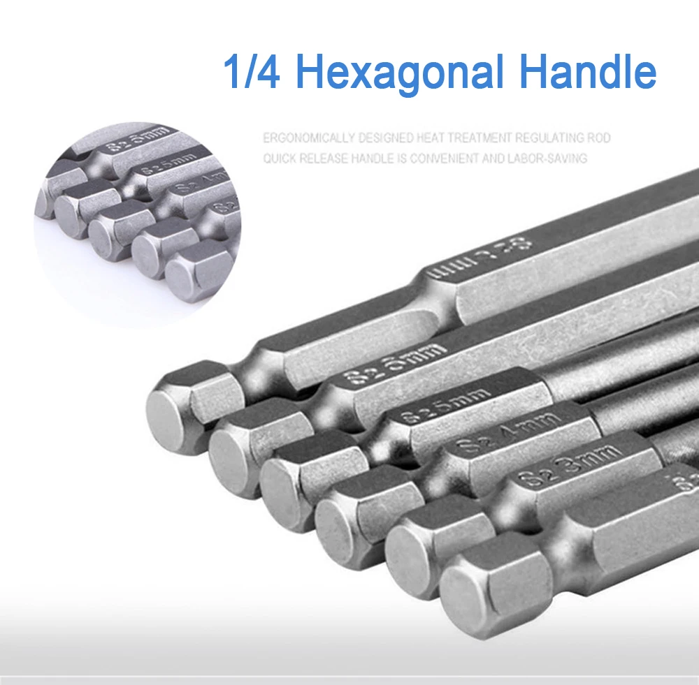 100mm 8 stücke Hex Kopf Inbusschlüssel Bohrer Set SAE Metric Allen Elektrische Sechskant Bit Schraubendreher Buchse Bit Power werkzeug Teile – Detail 19