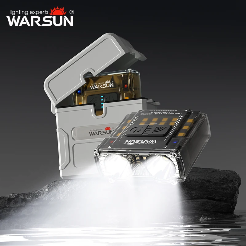 

WARSUN G7 LED Headlamp with Charging Case Mini COB LED Headlamp Gesture Control Headlight Type-C Rechargeable for Fishing Hiking