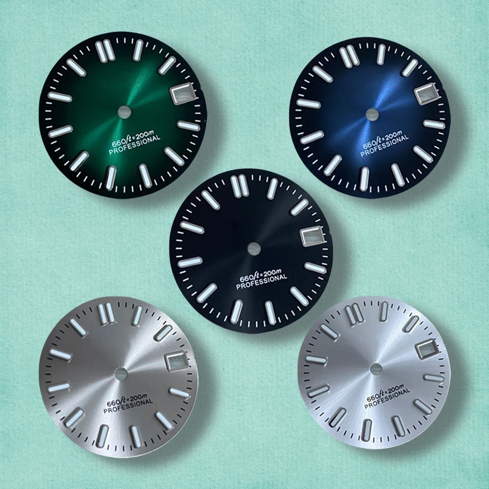 

28.5mm High Quality S Logo NH35 Gradient Sunray Dial Fit NH35/NH36 Movement Green Luminous NH35 Accessories